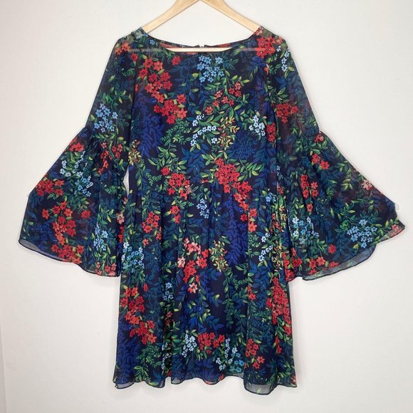 ralph lauren floral bell sleeve dress